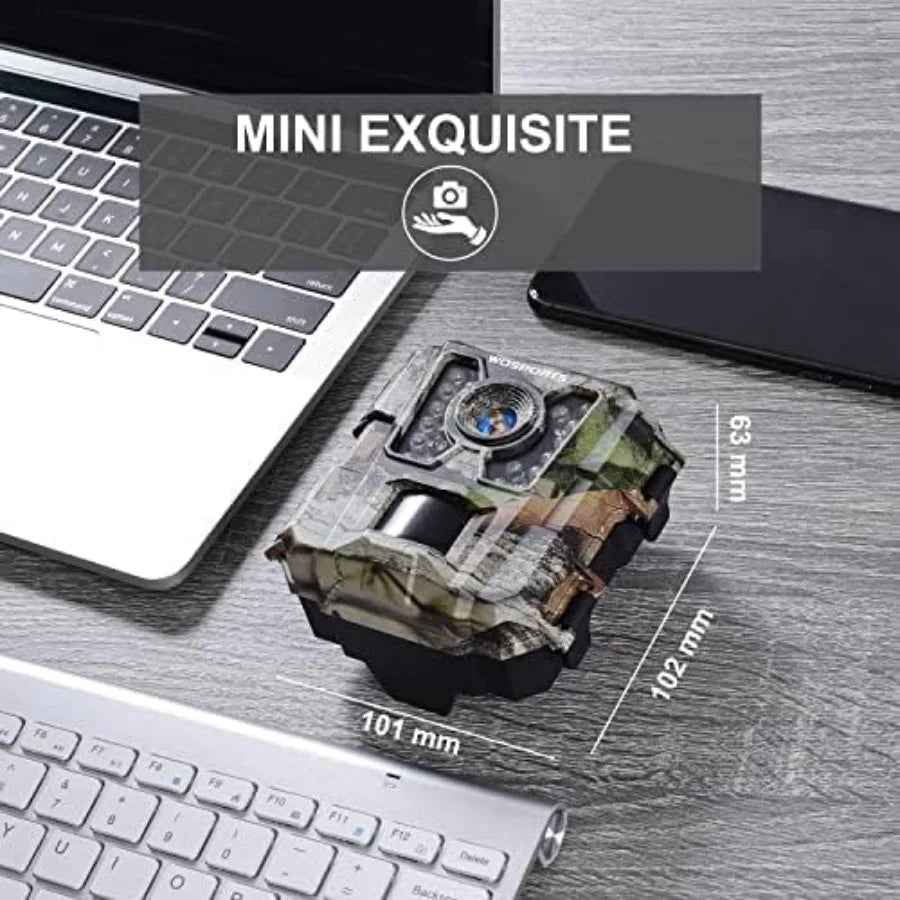 Outdoor wildlife monitoring trail camera set: 24MP 1080P HD, waterproof night vision, black plastic housing, compact size and i