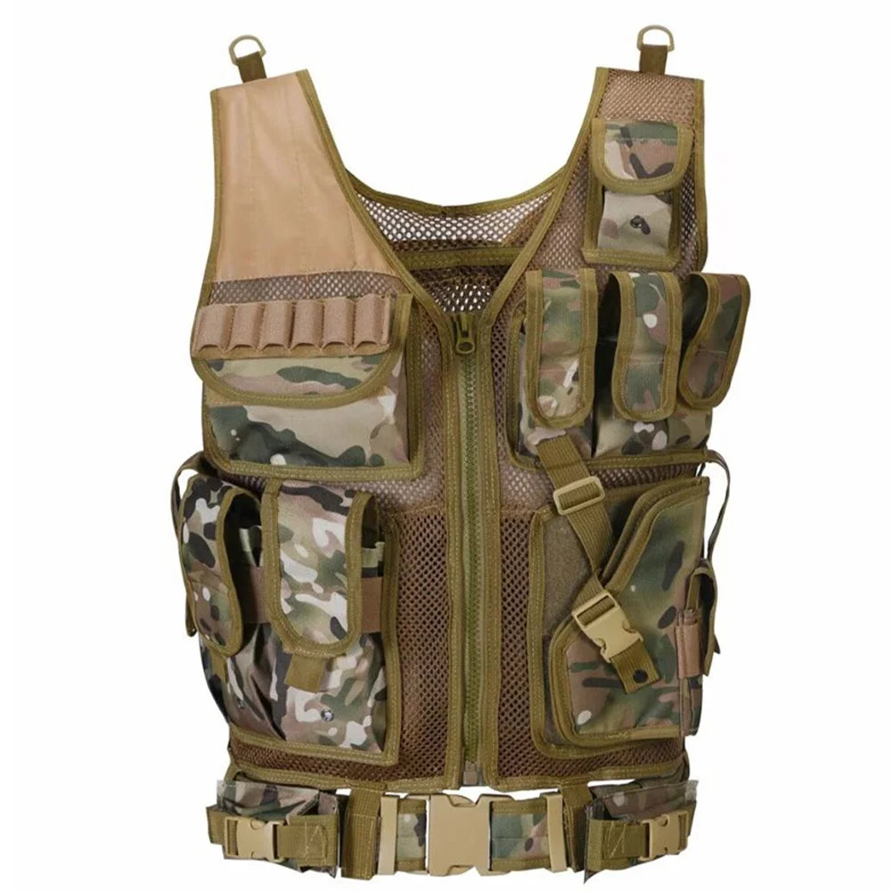 Nylon Molle Vest Adjustable Combat Body Armor Vests Multi-Pocket Mesh Vest Hunting Outdoor CS Game Airsoft Training Jacket