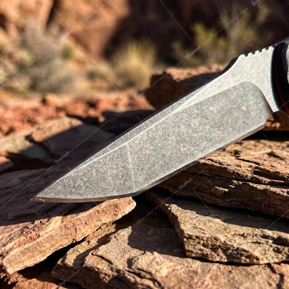 Every Day Carry Wear-Resistant Wilderness Rock Climbing Meat Slicing Knife Multi-Purpose Camping Picnic Straight Knife Portable Knife with K Sheath