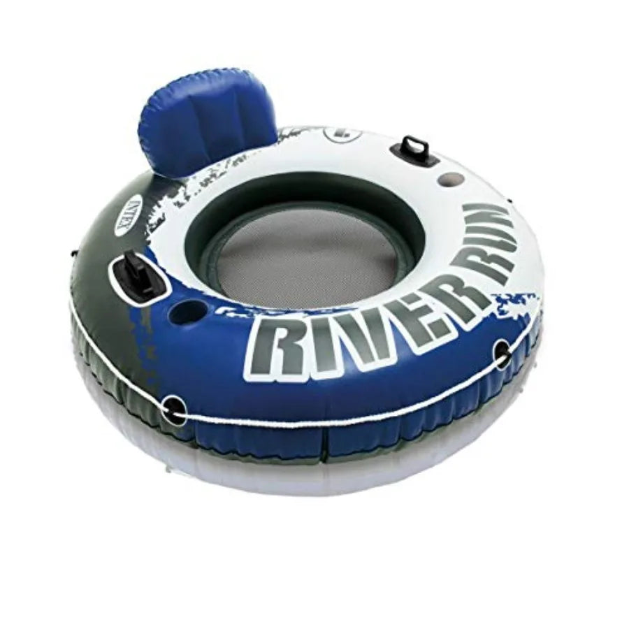 1 Person Inflatable Floating Tube for Lake Pool Ocean Raft in Blue with 7 Pack Lightweight Durable Material Easy to Inflate and