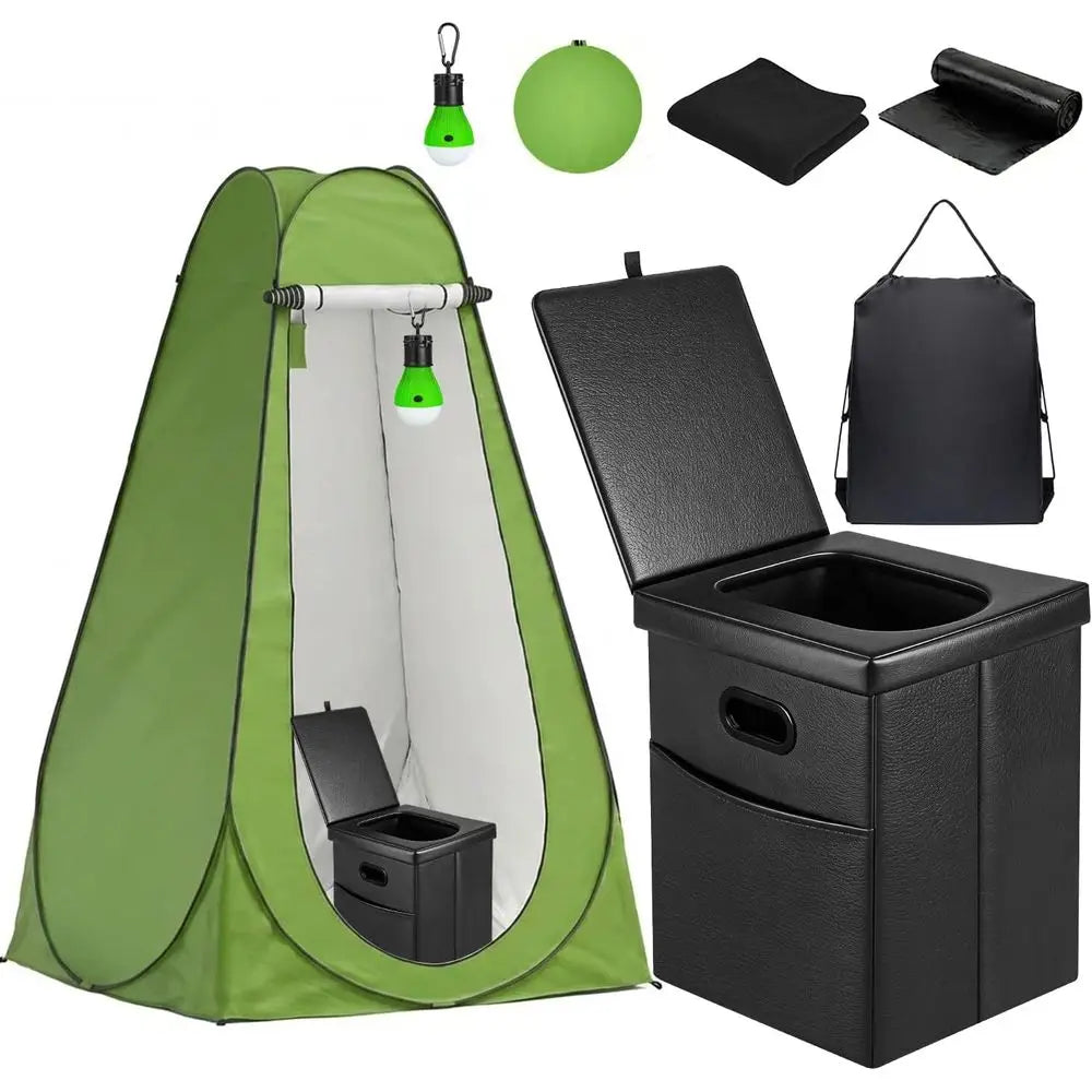 Portable Toilet for Camping, Foldable Travel Toilet for Adults, Heavy Duty 190lbs Capacity Commode for Car, Road Trip, Outdoor E