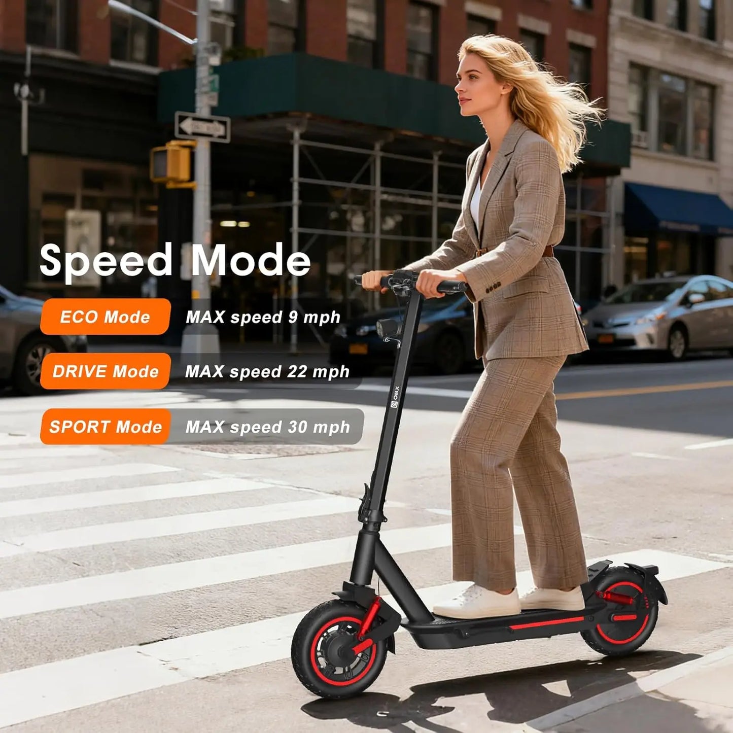 OBX 1200W Off Road Electric Scooter for Adults 48V Long Range E-Scooter 31MPH Fast Speed 10" Off Road Tires Foldable Dual Suspension Scooter