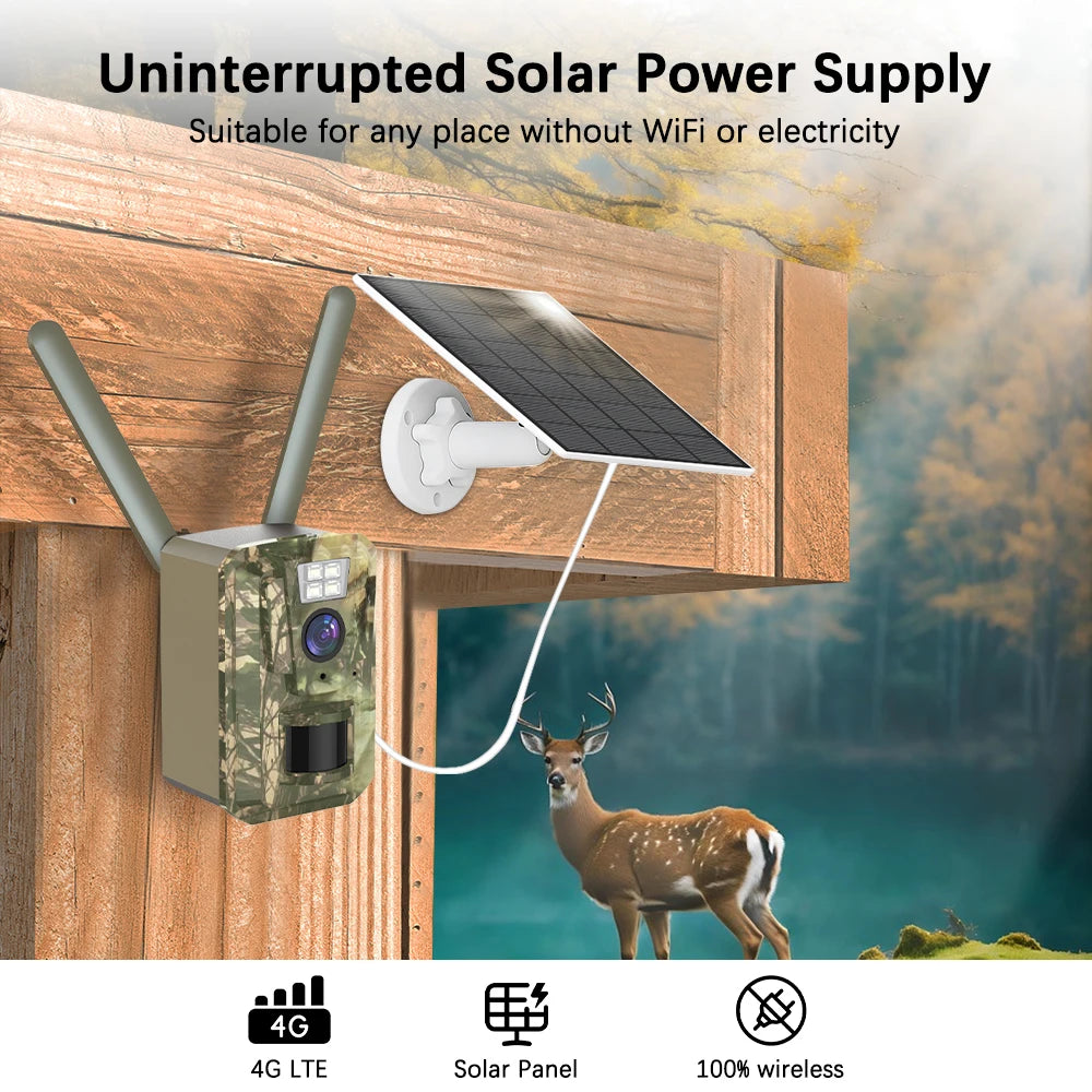 SZSINOCAM US 4G Cellular 3MP 2K Battery Solar PIR Motion Activated Wildlife Hunting Trail Camera IP66 Outdoor Night Vision