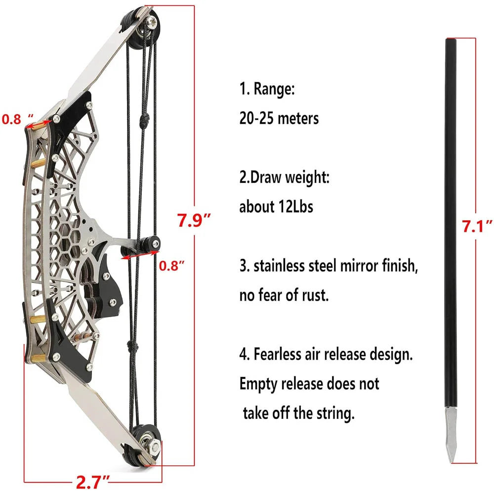 Bow and Arrow Set Mini Bow Draw Weight 9.5lbs Practice Portable Stainless Steel Practice Bow Archery Shooting Hunting Children