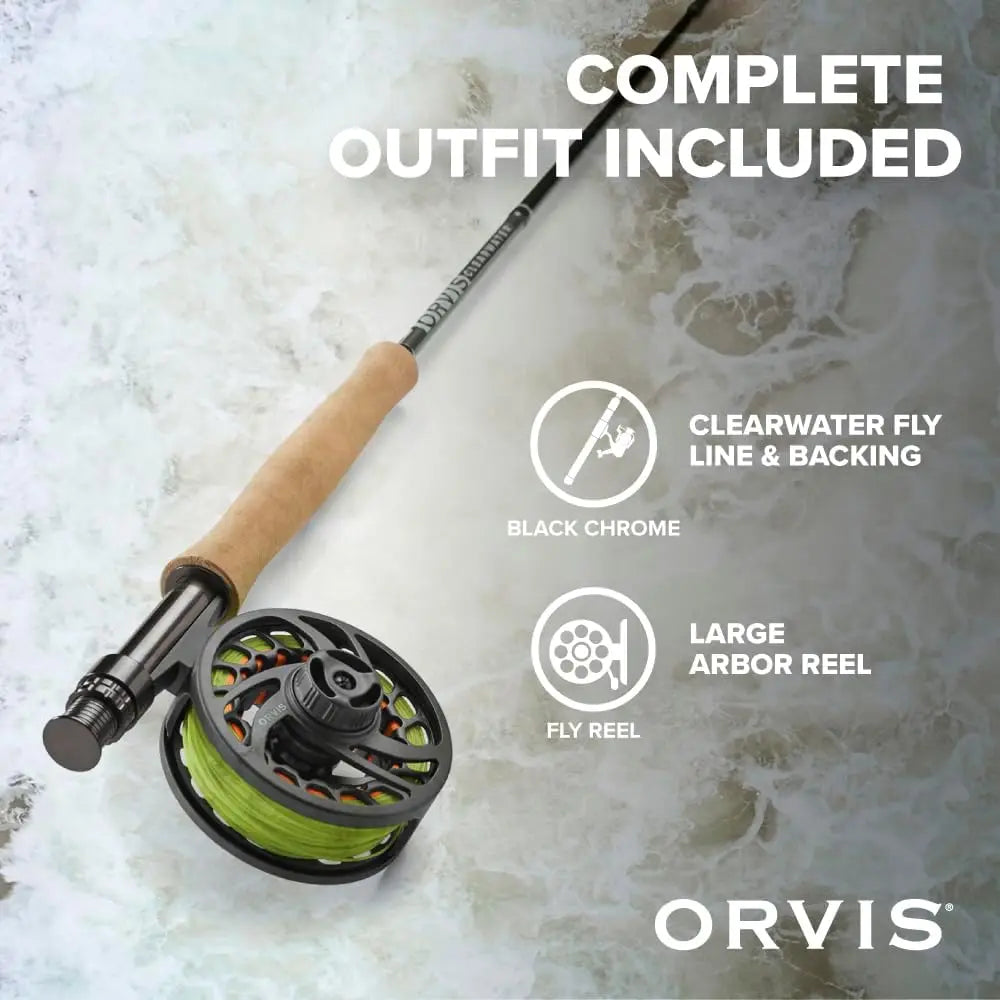 Orvis Clearwater Fly Rod Outfit - Fishing Rod and Reel Combo with Black Chrome Blank, Ceramic Guides, Durable Reel Seat, and Rod Tube