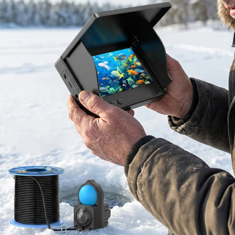 Underwater Fishing Camera Fish Finder 4.3'' HD Monitor Portable Camera with Night Vision Lights for Ice Fishing Lake Boat Kayak