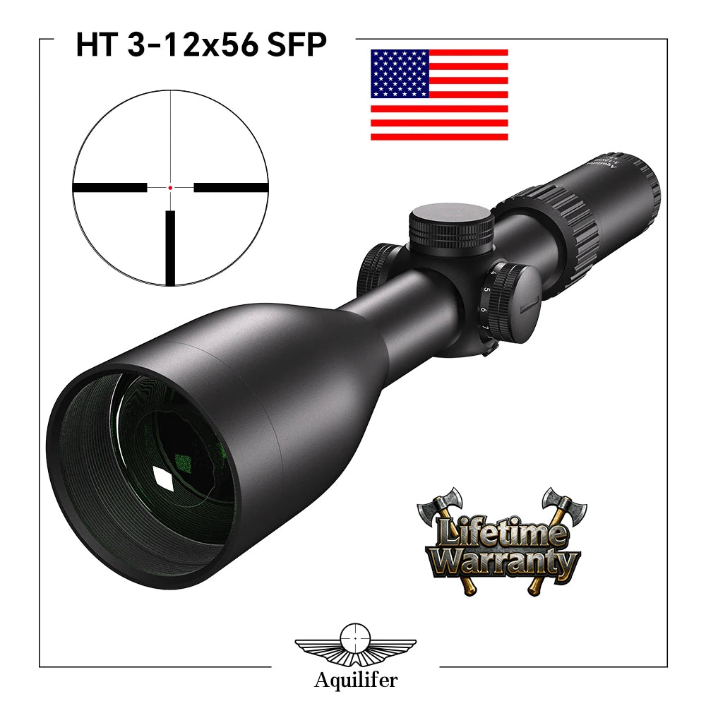 Aquilifer 3-12x56 Hunting Scope ED Glass Fully Multi Coated Shockproof Fogproof Waterproof for Outdoor