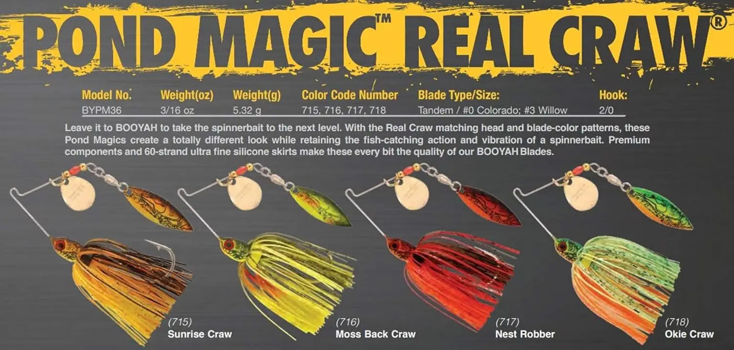 BOOYAH Pond Magic Spinnerbait Bass Fishing Lures - Small Water Spinner Bait for Freshwater Fishing, Weedless & Slow-Rolling