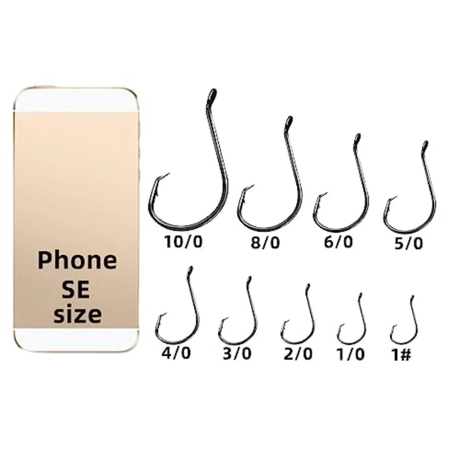 Circle Hooks for saltwater and freshwater fishing, stainless steel, silver, ultra-strong 2X design, octopus offset style, catfi