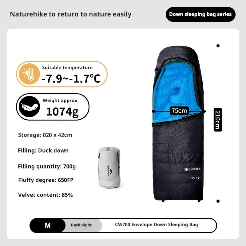 Naturehike Outdoor Down Sleeping Bag Duck Down Winter Ultralight Camping Portable Warm Envelope 650FP Aldult Down Sleeping Bag