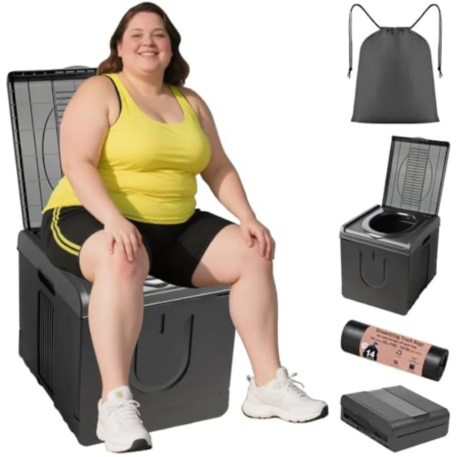 Portable Toilet Camping Toilets for Car Indoor Outdoor Commode Foldable Travel Potty for Camping, Tent, Hiking, Boating, Long R
