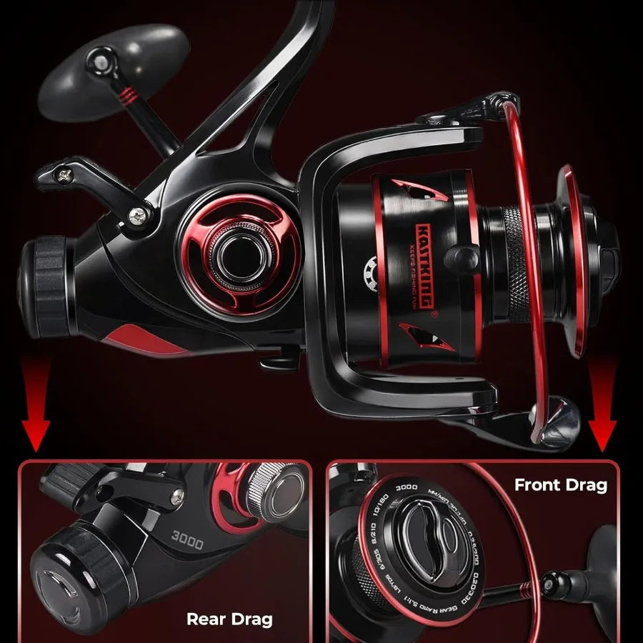 KastKing Sharky Baitfeeder III Spinning Reel 10+1 Shielded Stainless Steel BB Carbon Fiber Drag for Live Liner Bait Fishing Act