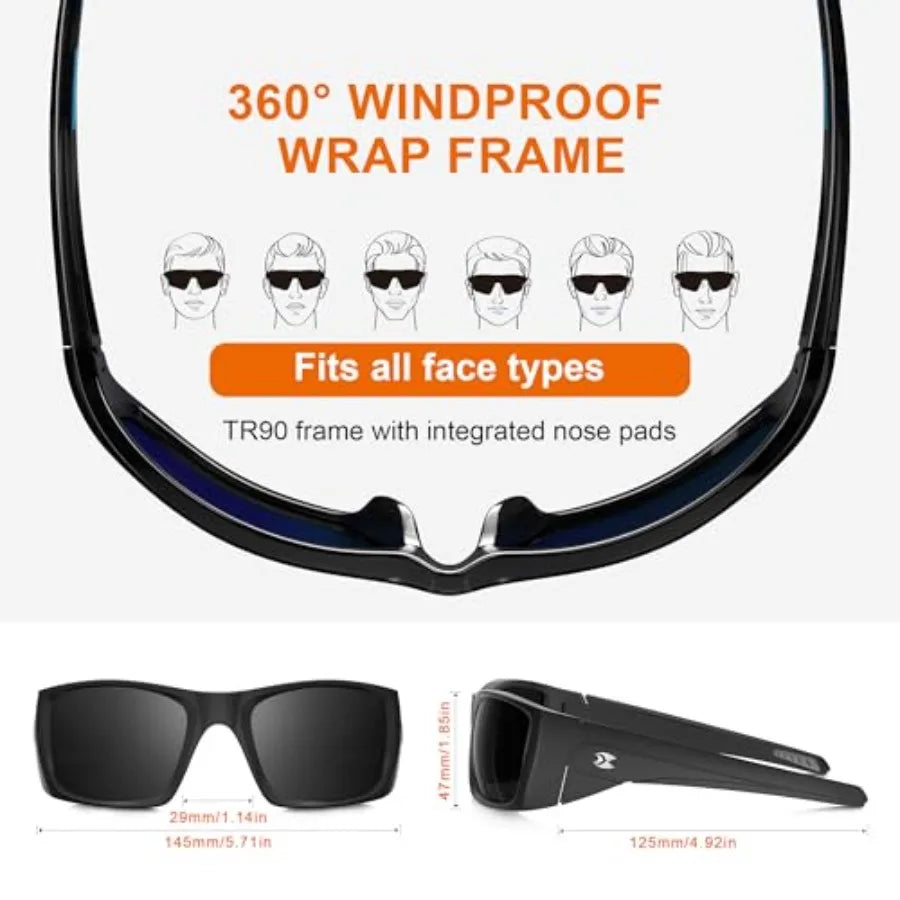 Sports Polarized Sunglasses for Men: Women UV400 Protection Wrap Around Sun Glasses for Fishing Driving Cycling TR90