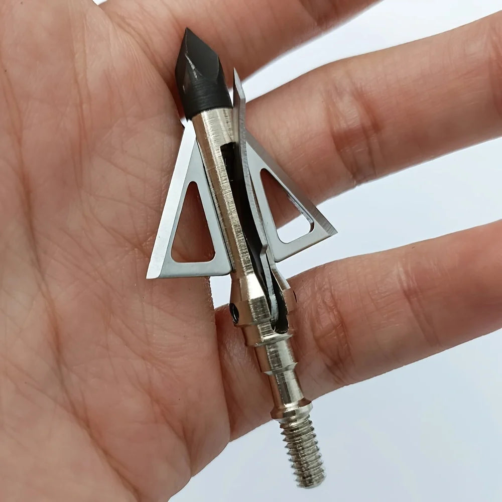 6 PK Broadhead 125Grains 4-Blade Hunting Hybrid Mechanical Broadhead with Chisel Tip 1.77" Cutting Dia for Crossbow Compound Bow Archery Hunting