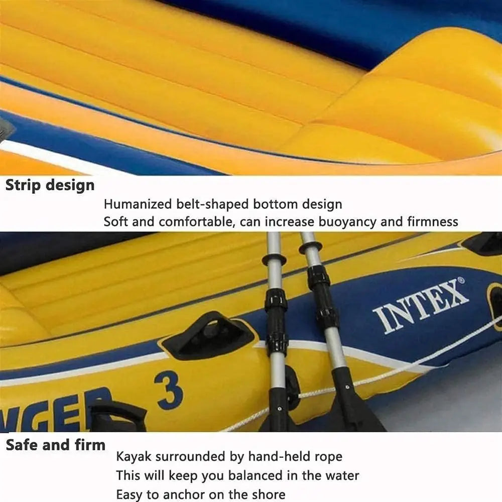 Portable 2-Person Inflatable Boat with Oars, Manual Pump, Perfect for Outdoor Fishing, Seaside Fun, and Blue Water Activities