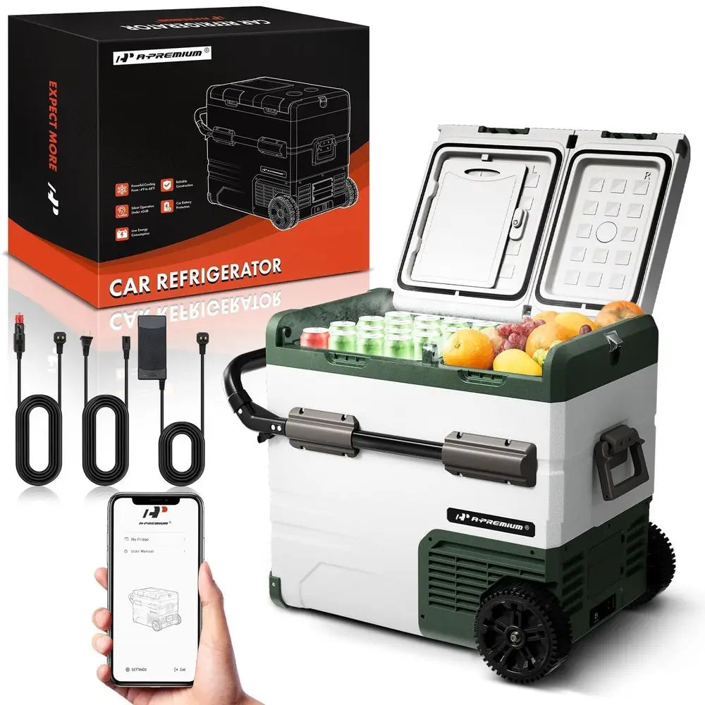 12 Volt Refrigerator 57QT 54.2L Portable Car Fridge Cooler, 4F68F Separated Zone Portable Freezer APP Control with 12 24V DC am