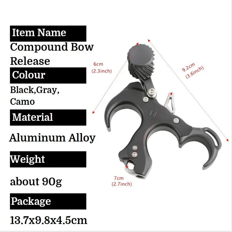 Compound Bow Release, 3/4 Finger Durable Aluminum Alloy Grip, Thumb Trigger for Hunting, Shooting & Daily Practice Accessories