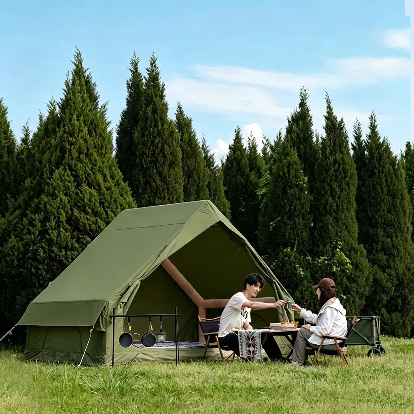 PAKICETUS Hunting Visualization Inflatable Camping Tent Glamping With Skylight Easy Setup Portable Tent With Storage Bag For 4-6 Person Family Outdoor Travel Party