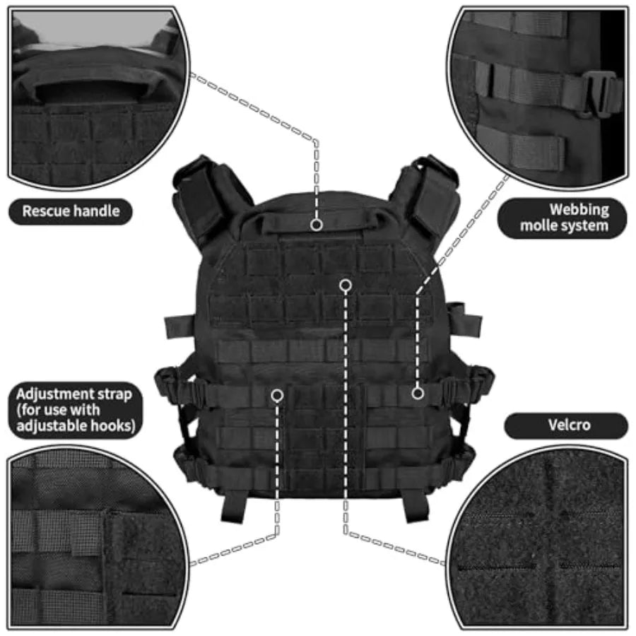 Tactical Vest Quick Release Outdoor Weighted Vest Adjustable 3D Breathable Modular Vest for Training