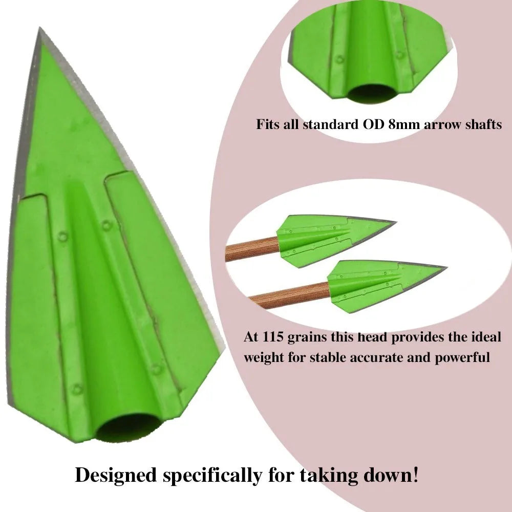 115Gr Hunting Arrowheads OD 8MM Shaft Archery Blade Broadheads Target Arrow Tip Bow Hunting Glue In Point Edged alloy steel