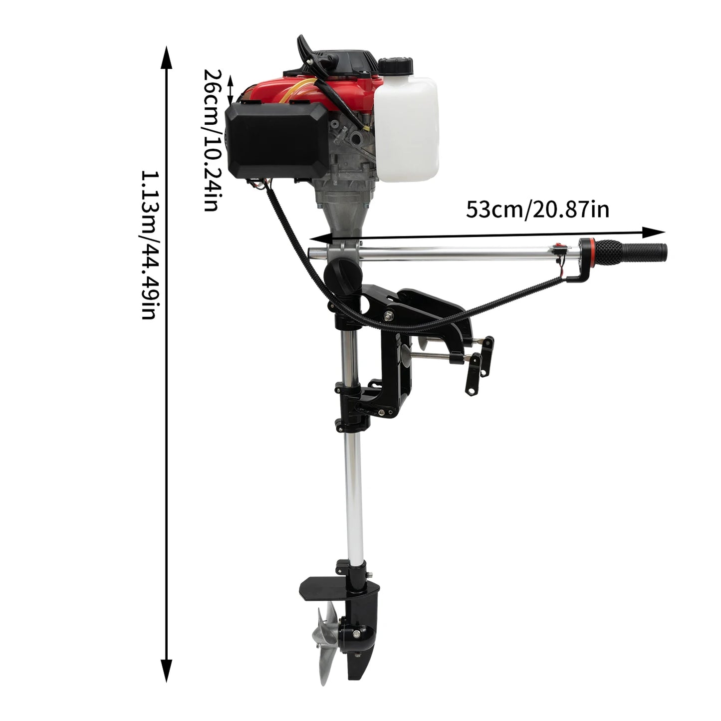 4-Stroke 4HP Boat Outboard Motor 53.2CC, Boat Engine with Air Cooling System for Inflatable Boats, Fishing Boats