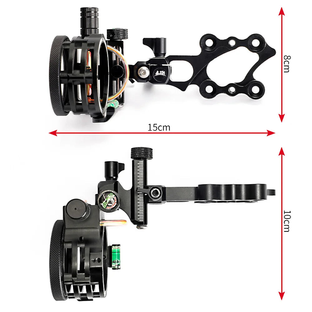 Archery 5-Pin Sight Shockproof Armored Casing with Rubber Bushing Dampeners for High Recoil Bows and Rainy Muddy Field Shooting Conditions
