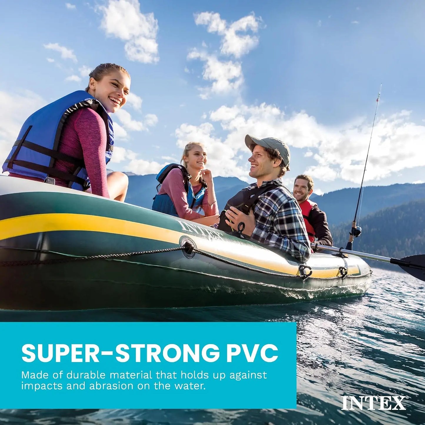 Inflatable Boat Set with Oars, High-Output Pump, Fishing Rod Holders, and Gear Pouch - Complete Series