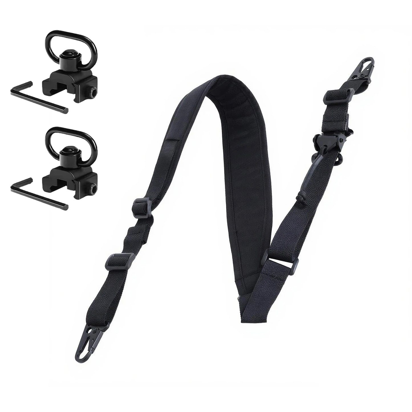 Tactical 2 Point Rifle Sling Strap 2.25" Padded Adjustable Shoulder Strap Shooting Hunting Accessories w/ QD mount for Picatinny