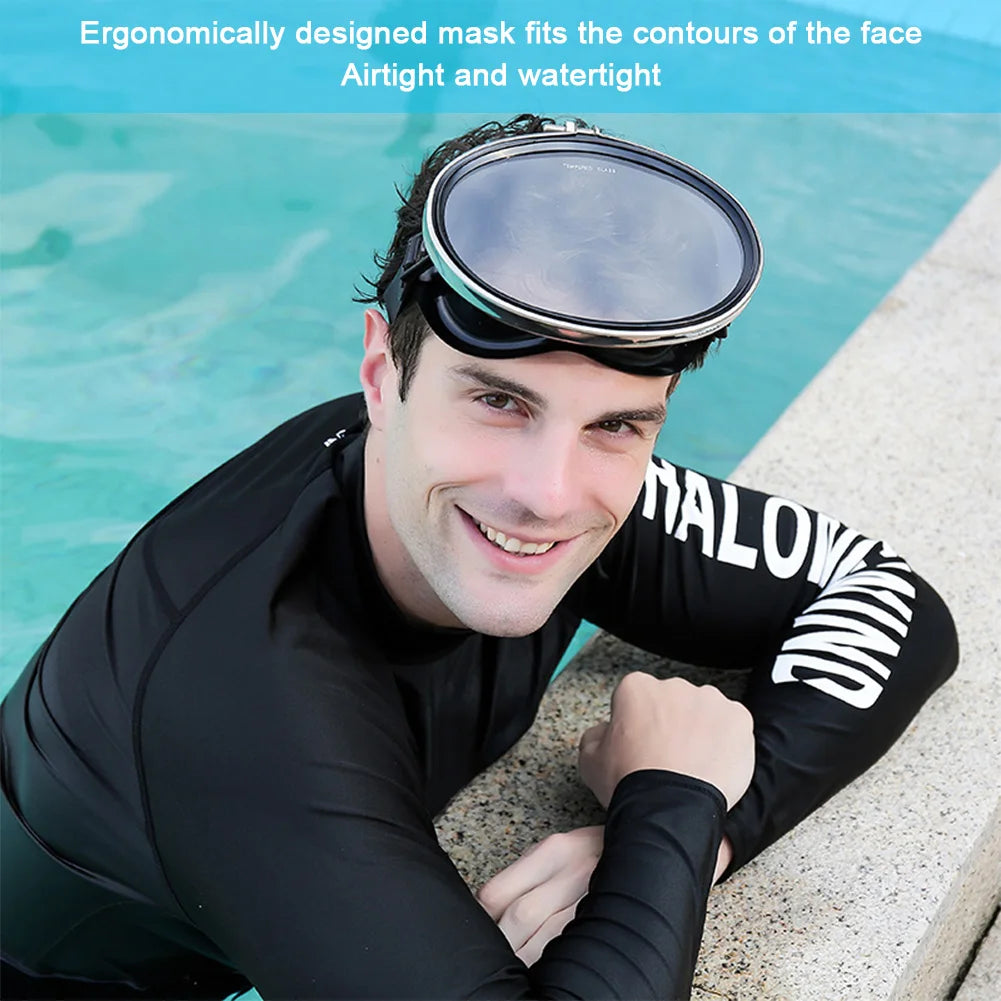 Snorkeling Equipment Mask HD Waterproof Fisherman Swimming Goggles Stainless Steel Anti-Fog Silicone HD Tempered Glass Dive-Mask
