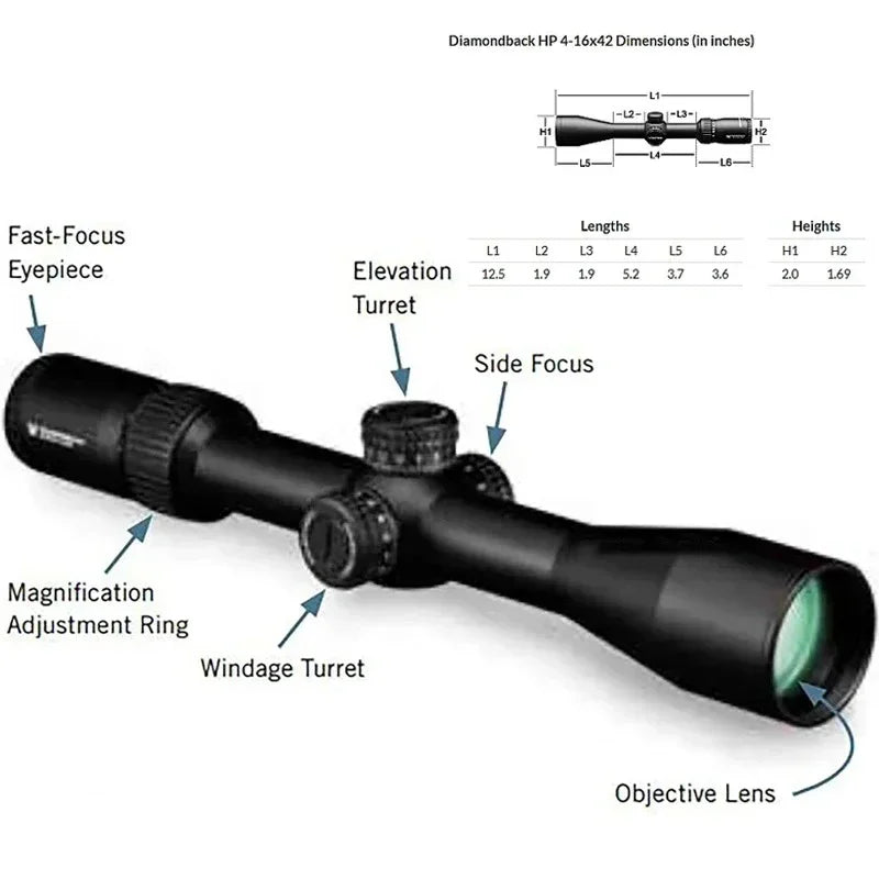 100% Original Tactical Optics 4-16x44mm FFP Scope  First Focal Plane 30mm Tube EBR-2C (MRAD) Reticle Scope for Hunting