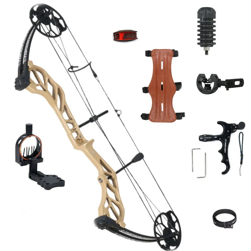 Archery Compound Bow 19-70lbs 80% Let Off Aluminum Handle 320fps IBO Outdoor Hunting Shooting Professional Bow Accessories