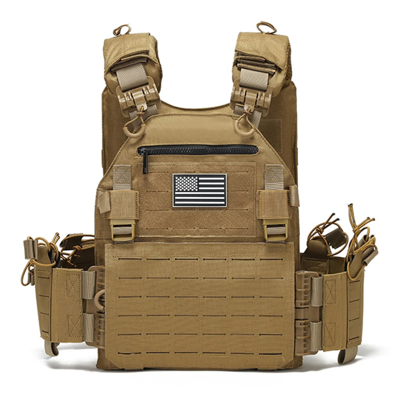 Quick release hunting vest with chest zipper anti-theft bag MOLLE modular expansion breathable elastic vest