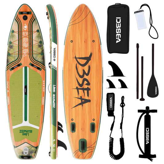 Genreen 11ft Inflatable Paddle Board Stand up Paddle Board with Premium SUP Accessories