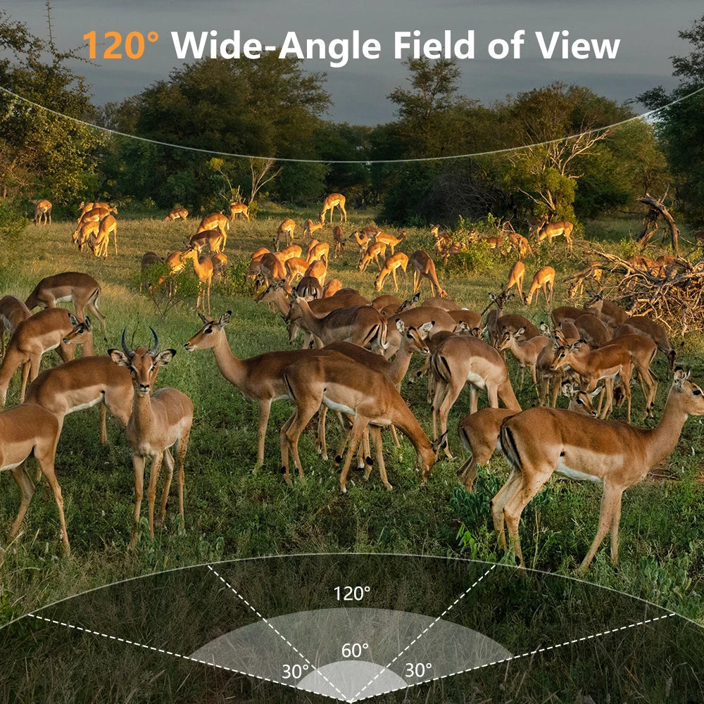 WiFi Trail Camera, 60MP Wildlife Hunting Camera with APP Control, Motion Detection, 32GB TF Card Included, IP66 Waterproof, 120° Wide-Angle for Deer Scouting, Farm Monitoring & Outdoor Use