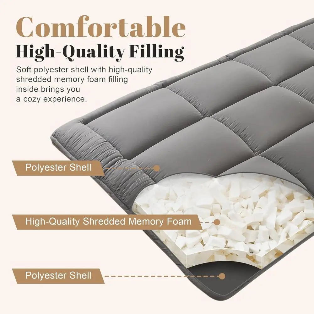 Grey Twin Size Roll-Up Tatami Mattress, Portable Camping Bed, 39x80