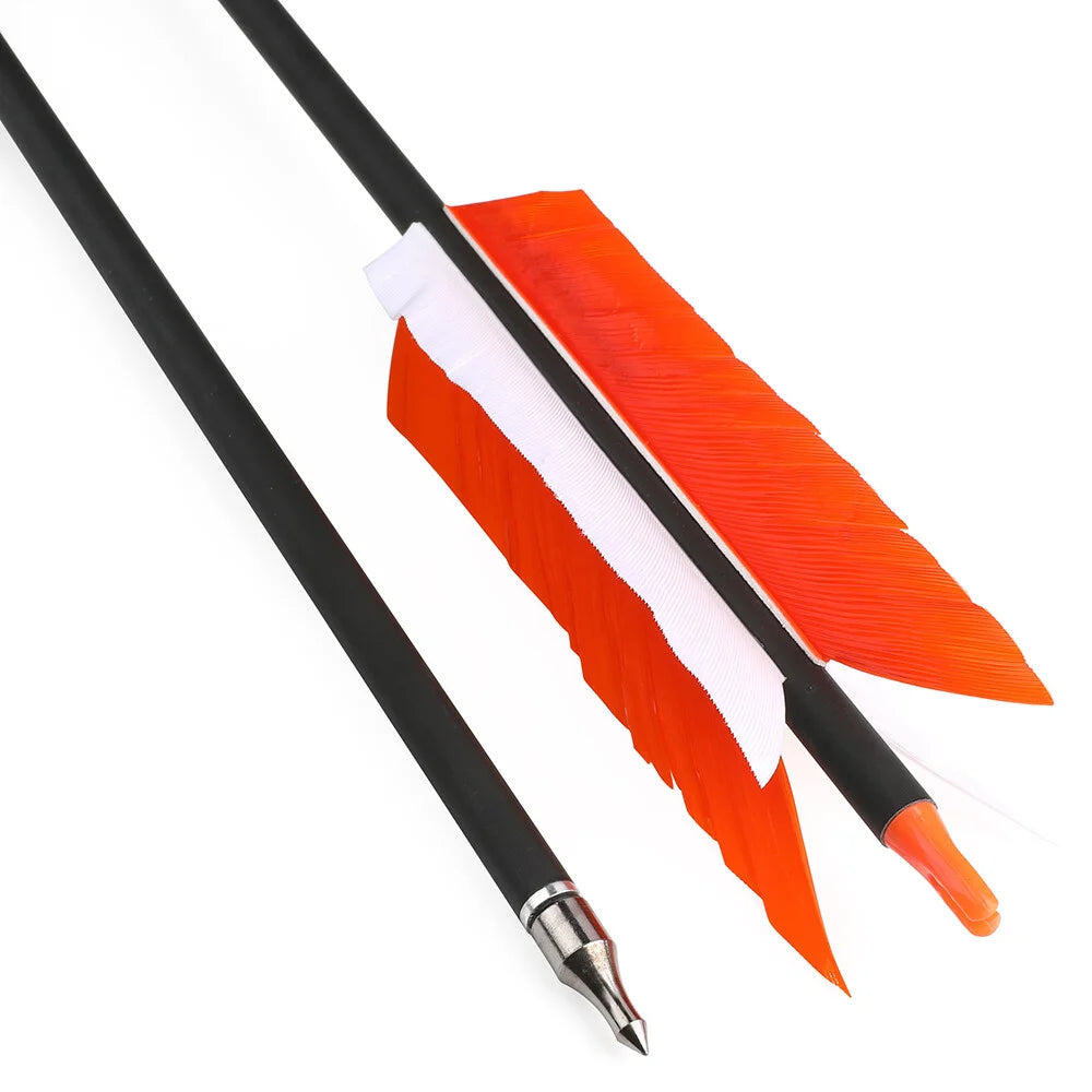Carbon Arrows 12pcs 31.5inch Spine 500 OD7.8mm Turkey Feather Vanes for Outdoor Hunting Shooting Compound Recurve Bow