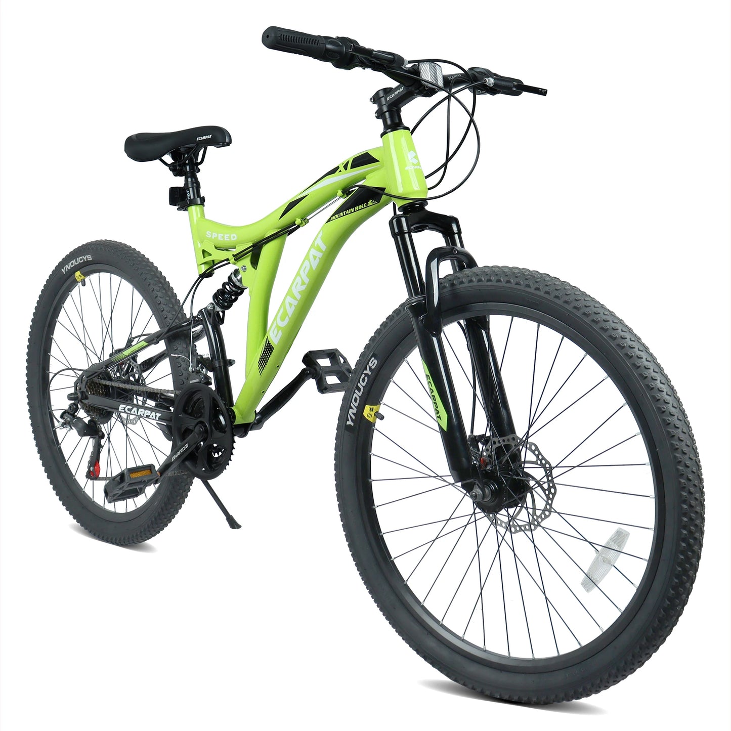 Ye A26003 26-Inch 21-Speed Full Suspension Mountain Bike with Steel Frame, Alloy Rims, Disc Brakes for All Terrains, Suitable Men & Women, Multiple Colors