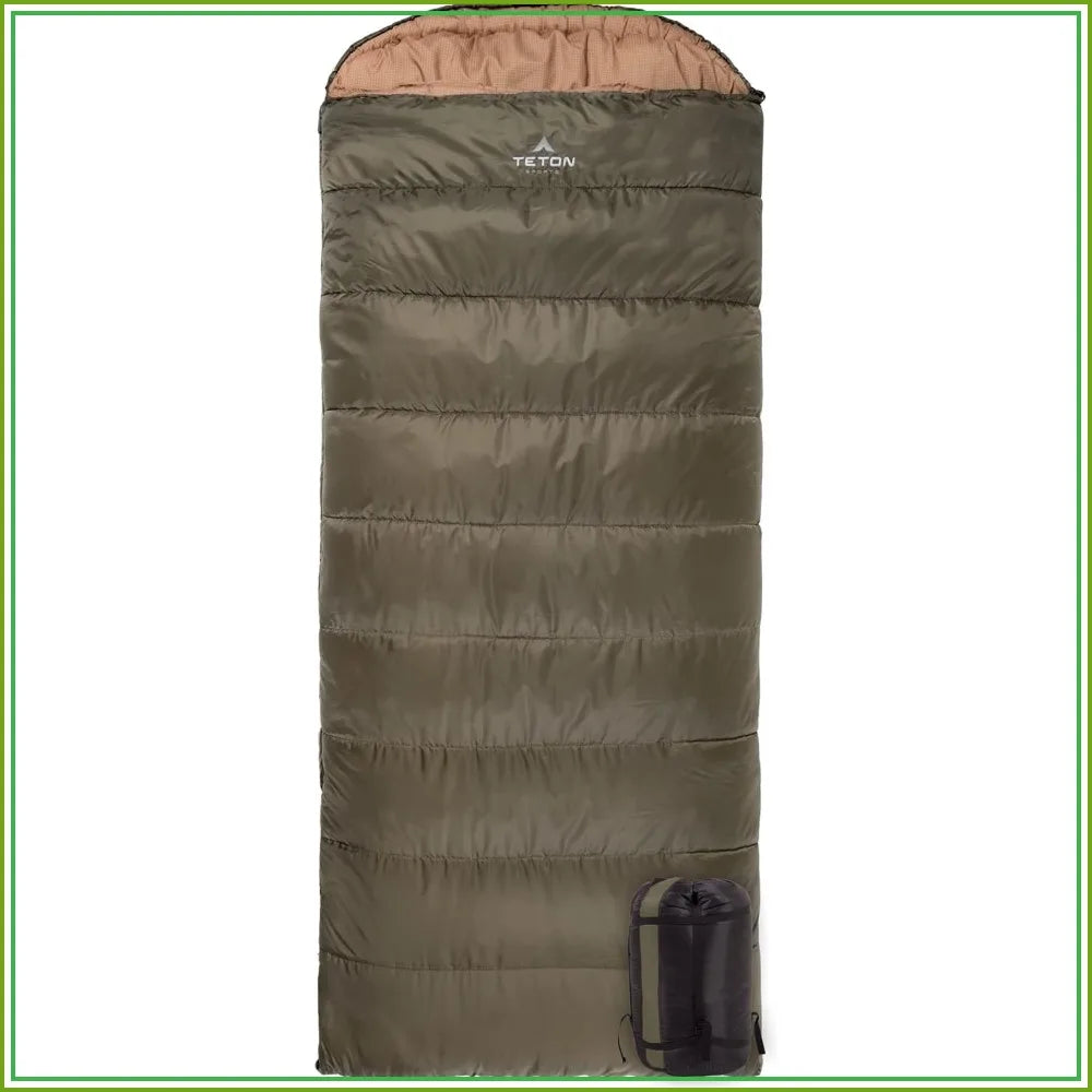 All Weather Sleeping Bag for Adults & Kids, Warm Camping Season, Compression Sack Included