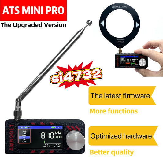 New Upgrade SI4732 0.5-108mhz Mini Pocket Radio 1.9inch IPS Screen HF SW MW VHF Radio with 2PCS Antenna All Band Radio Receiver