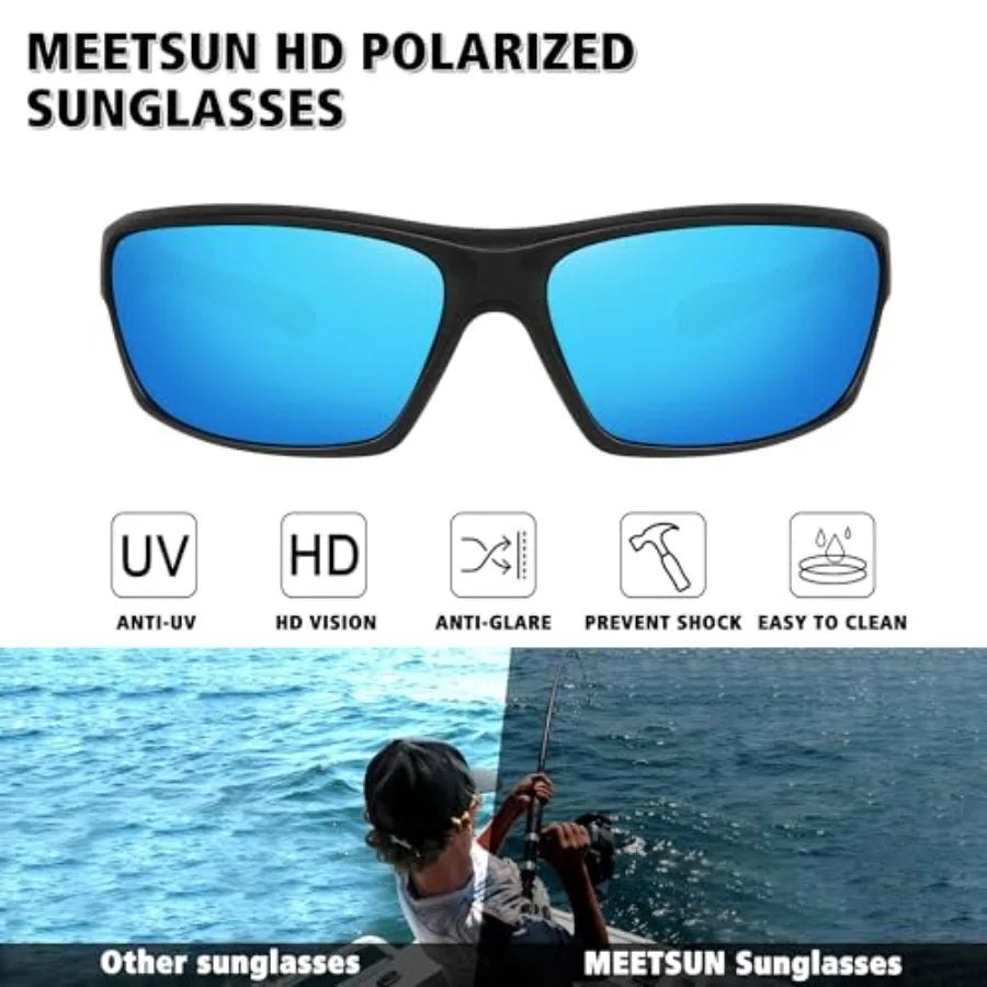 MEETSUN Polarized Sports Sunglasses for Men Women Wrap Around Driving Cycling Golf Fishing Sun Glasses UV400 Protection