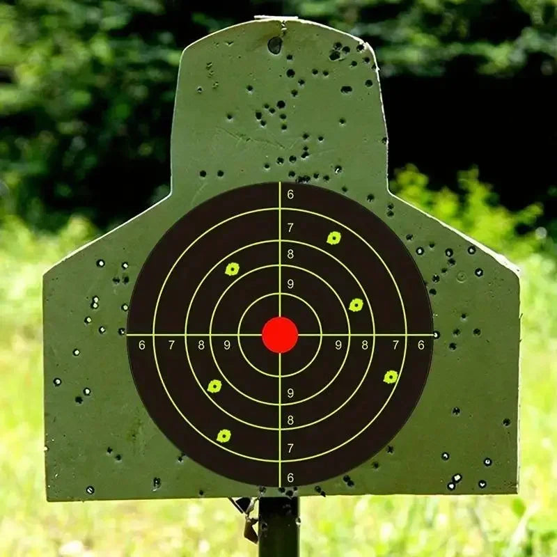 1S10 Sheets/pack 12 Inch Bright Fluorescent Yellow Splatter Target Sticker - Adhesive Reactive Shooting Targets