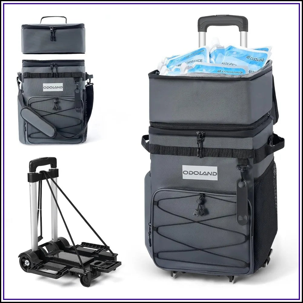 72 Can Rolling Cooler Bag with Wheels & Handle, Collapsible Insulated Ice Chest for Beach, Camping & Tailgating - Portable Travel Soft Cooler on Wheels