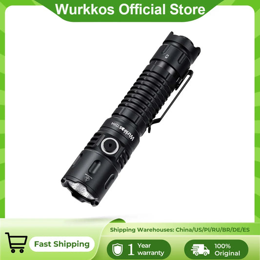 Wurkkos TD04 Flashlight 21700 Rechargeable Dual-Mode Tactical Flashlight USB-C Interface 3000 Lm Everyday Carry with Tail Switch