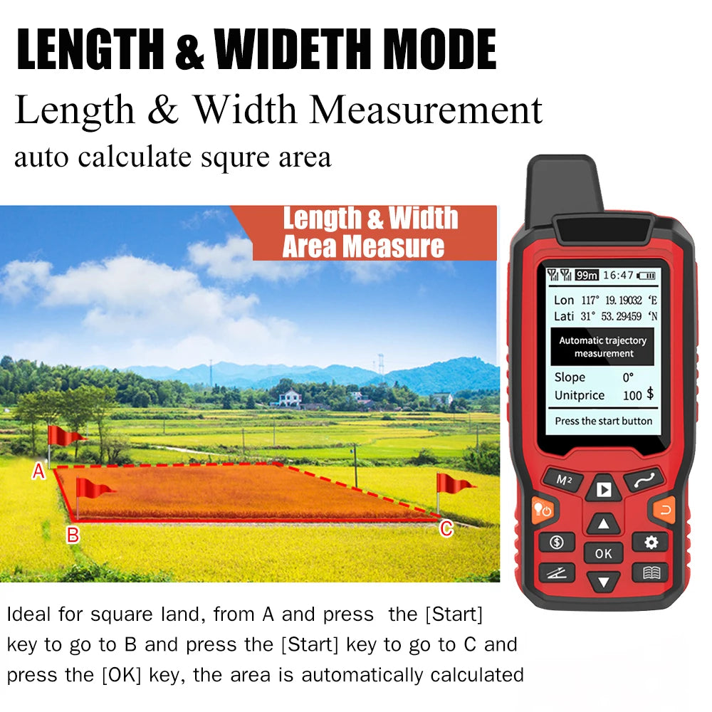 GPS Land Area Measure Handheld USB Navigation Track Area Calculation Meter Automatically Trajectory Meter Distance Area Tester