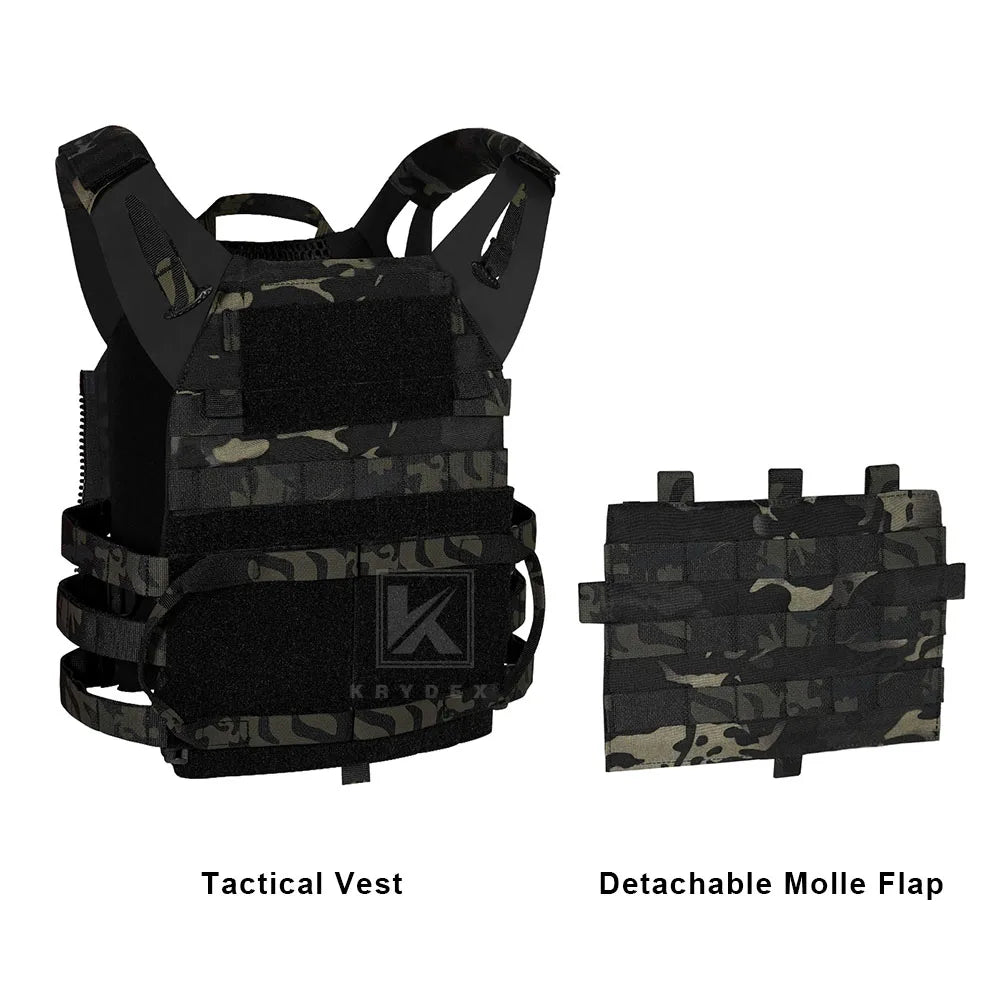 500D Nylon Tactical Vest Jumpable Plate Carrier MOLLE Front Flap Panel Backpack Hunting Ranger Green Camo Men's Vest