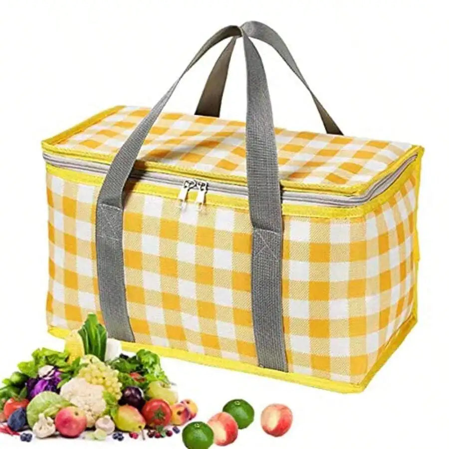 Foldable Insulated Cooler Bag With Zipper For Picnic Beach Food Delivery