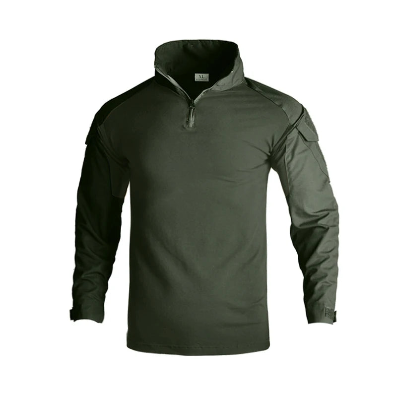 Outdoor Tactical T-Shirts Men Combat Military Army CP Camo Long Sleeve Hiking Hunting Clothes Climbing Shirt Cotton Shirt