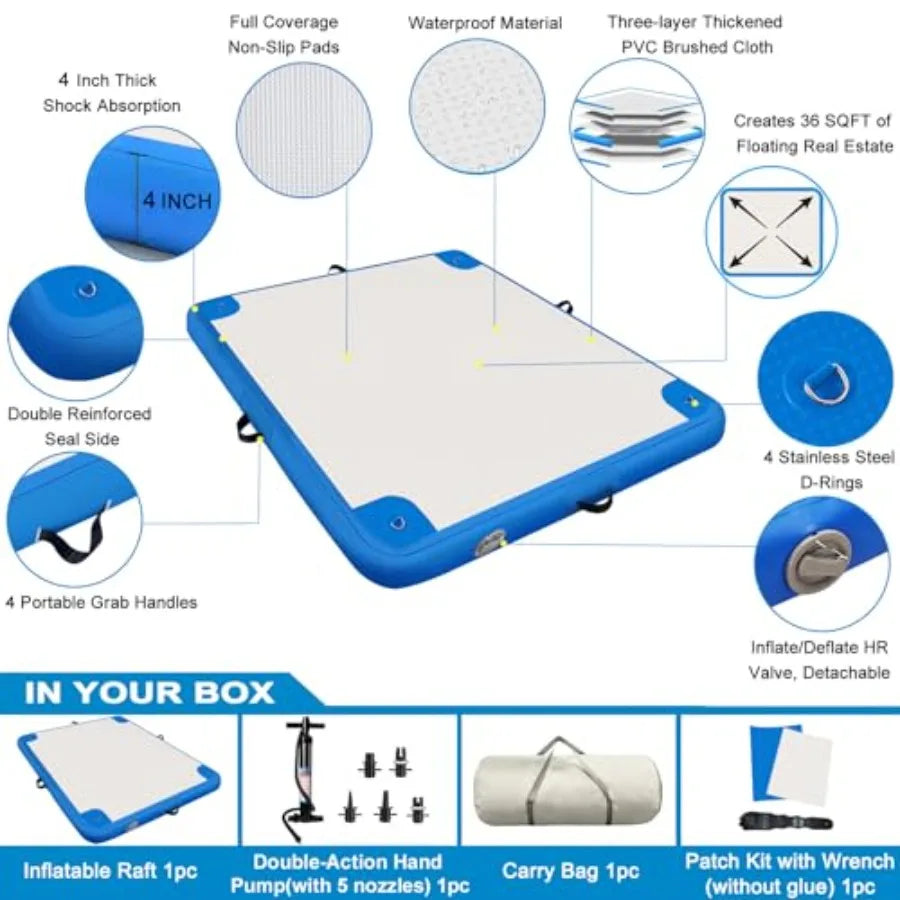 Inflatable Lake Float for Adults Multi-Person Inflatable Swim Deck with None-Slip Surface Swimming Water Platform Floating Isla