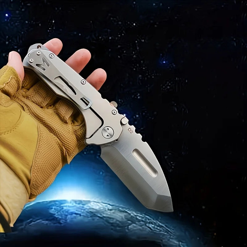 Folding tactical knife, sharp stainless steel blade, lightweight metal handle suitable for camping, hunting, emergency rescue