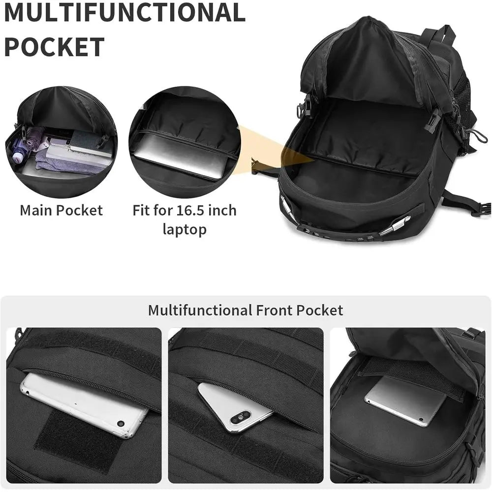 40L Military Tactical Backpack - Large 3-Day Assault Pack with MOLLE System for Outdoor and Hunting Adventures